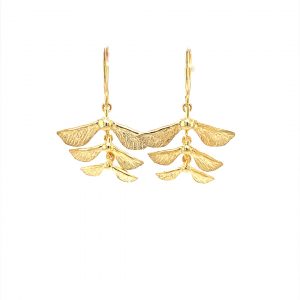 9ct yellow gold sycamore drop earrings