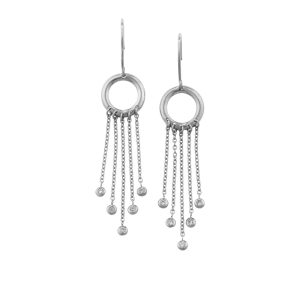 9ct white gold circle diamond fringe drop earrings