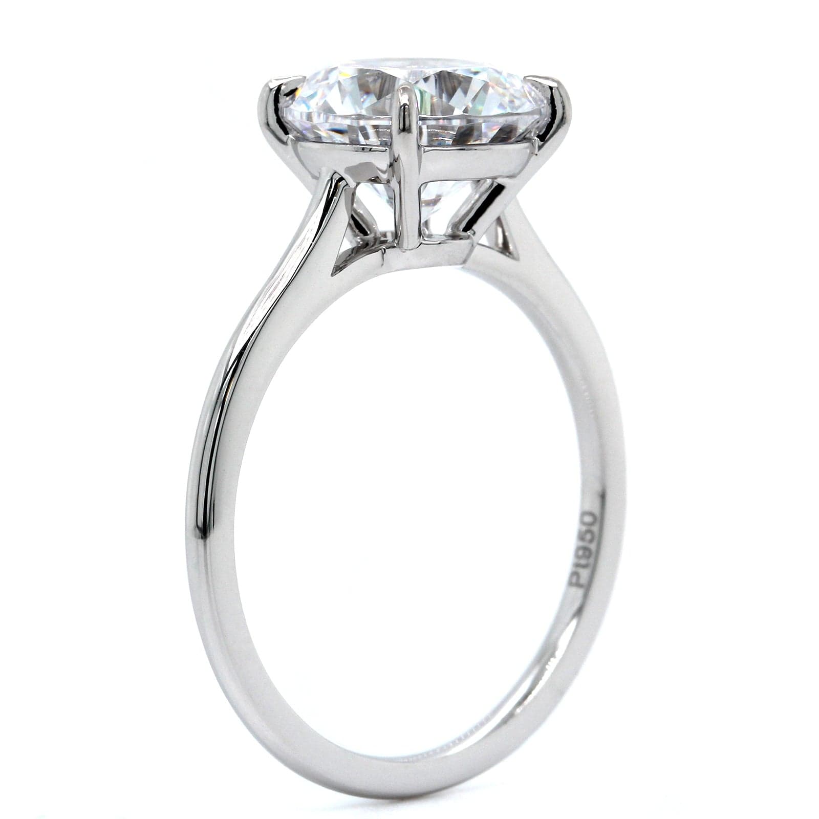 Platinum Round 4 Prong Cathedral Solitaire Engagement Ring Setting – Long'S  Jewelers