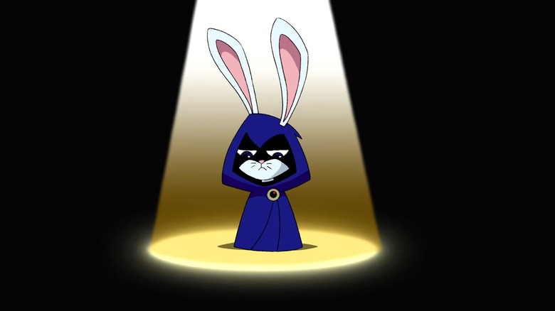 Bunny Raven frowning in spotlight