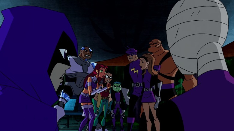 Teen Titans facing Doom Patrol