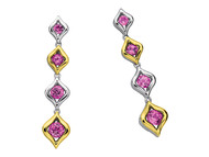 18k Golg & Sterling Silver Pink Sapphire Earrings