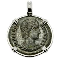 Roman Empire AD 325�326, Saint Helena follis in 14k white gold pendant.