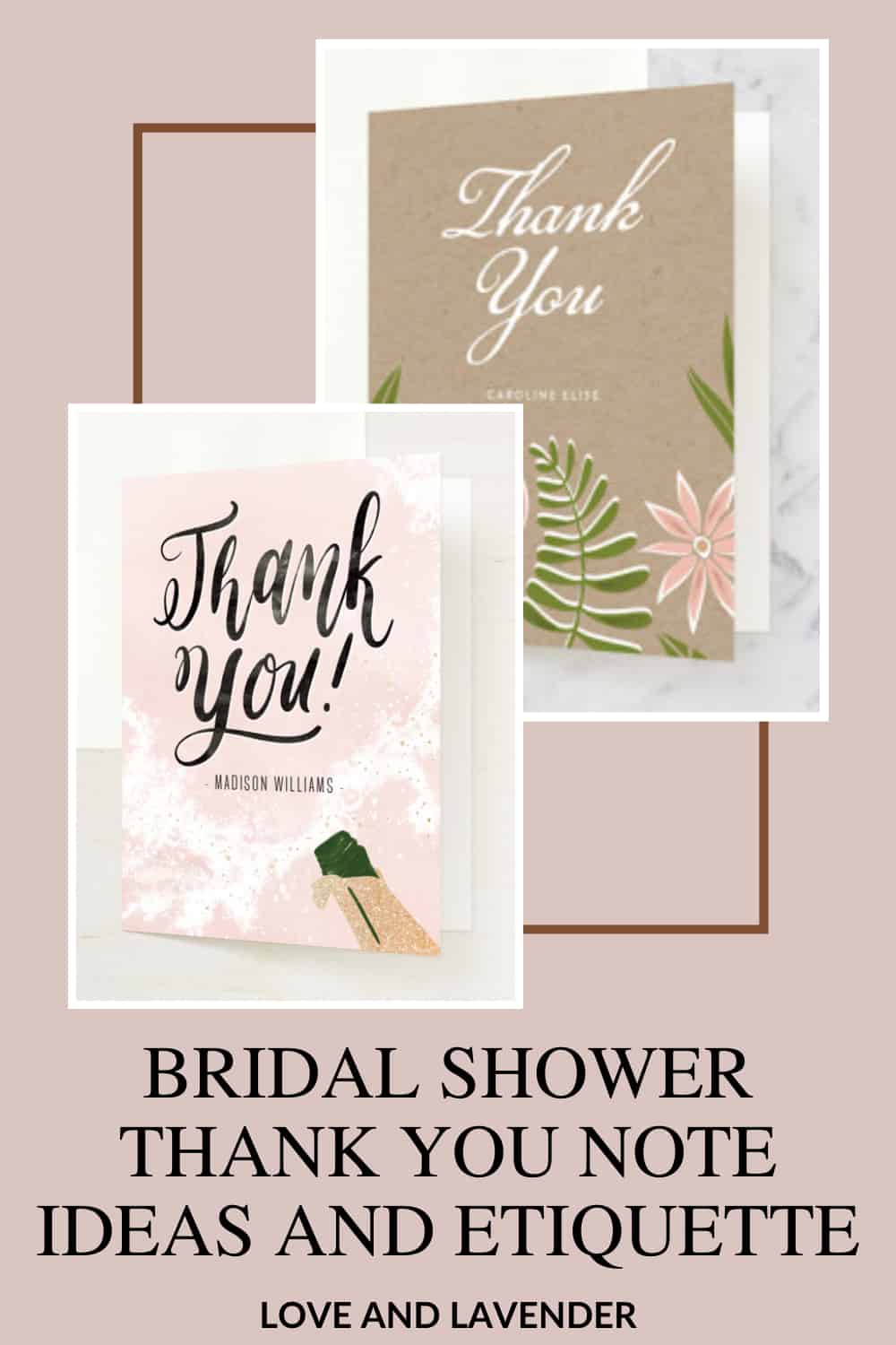 Pinterest pin - Bridal Shower Thank You Cards