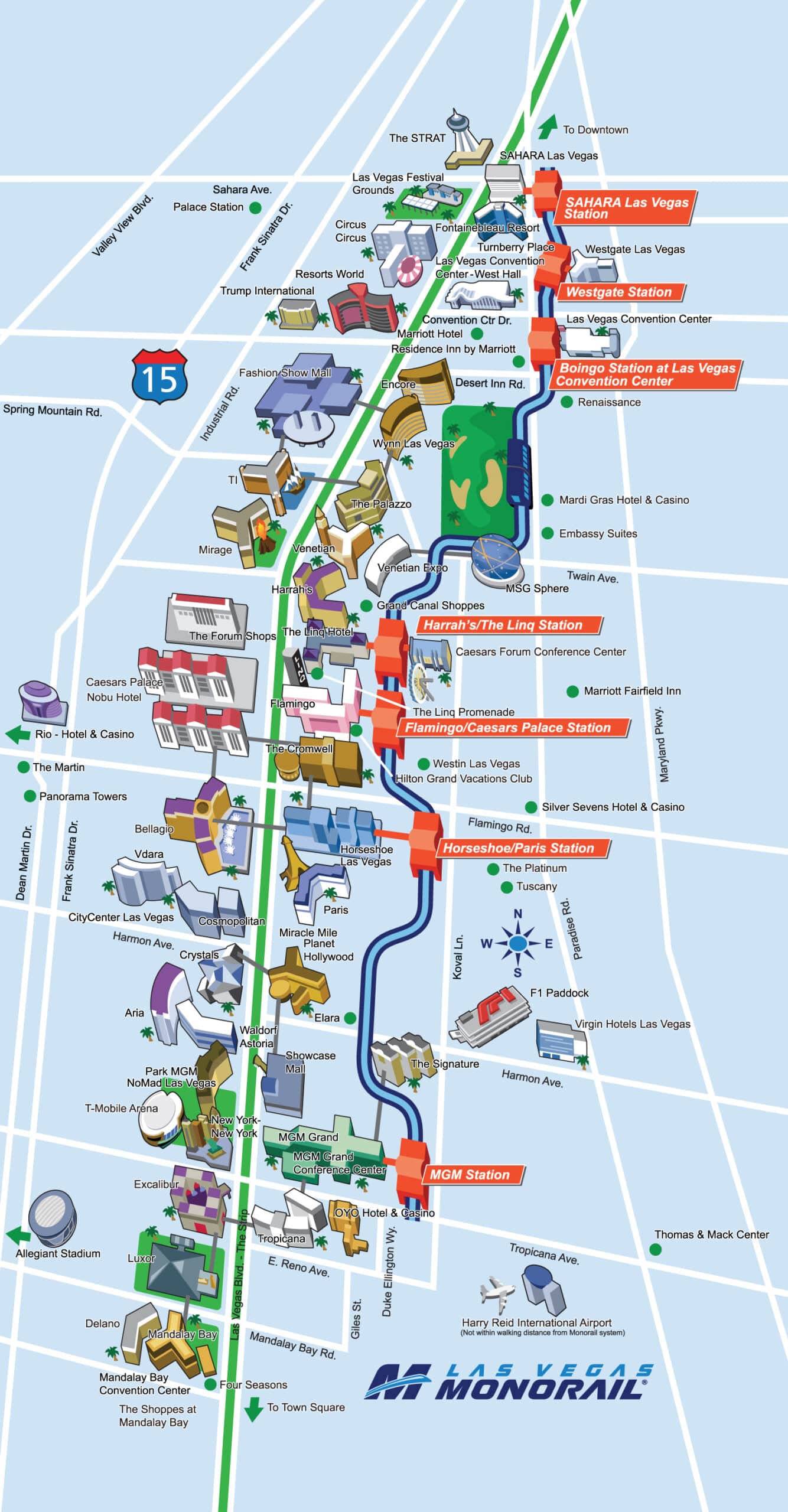 Luxury for Less Official Route Map of the Las Vegas Monorail, bellagio ...