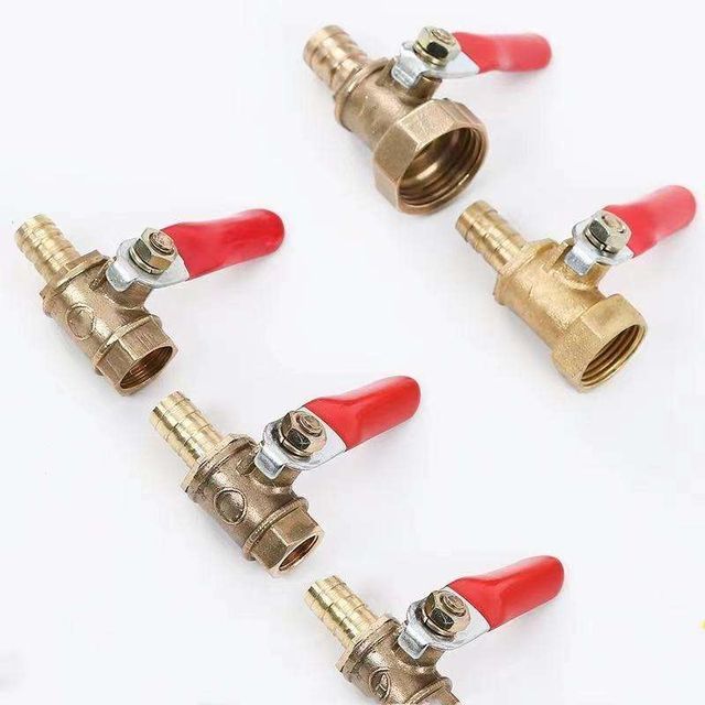 Thickened brass inner wire, red handle double pagoda ball valve, small ...