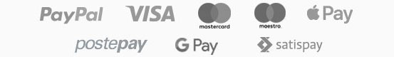 Pagamenti: PayPal, Visa, MasterCard, Maestro, PostePay, Klarna, ApplePay, GooglePay, SatisPay