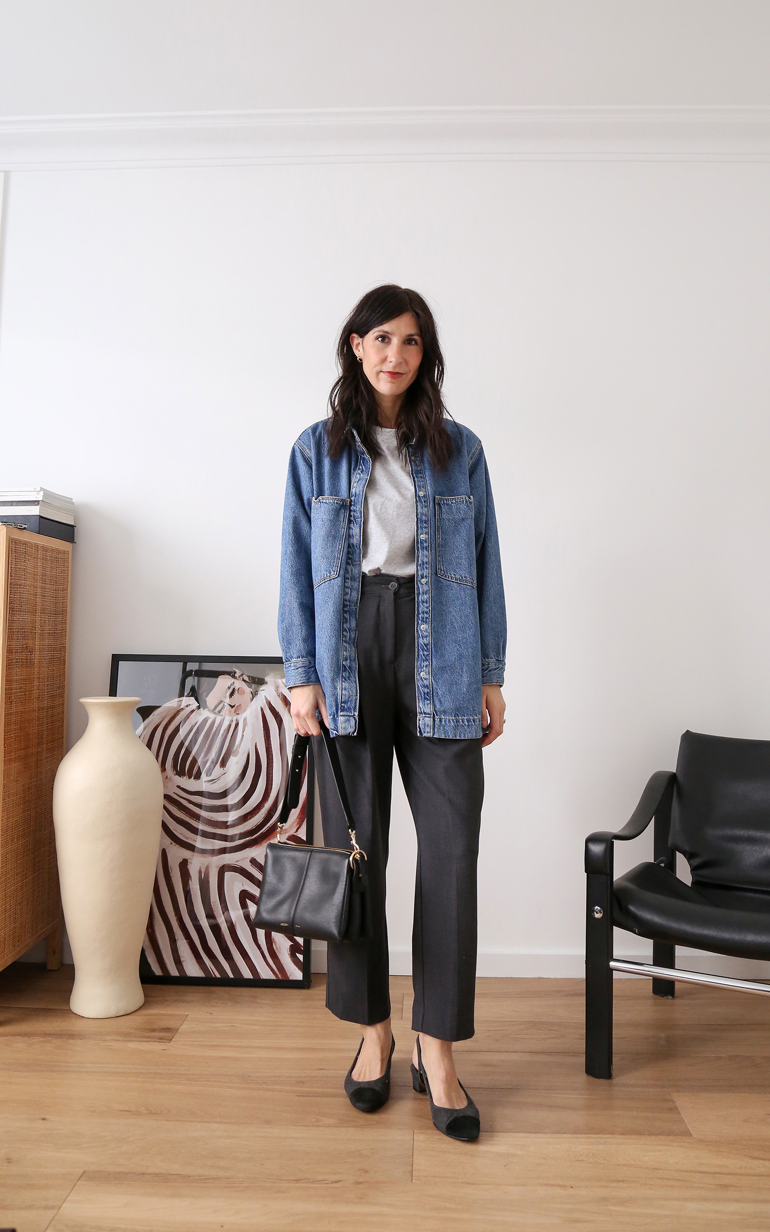 Wearing blue denim jacket with DISSH Carey trousers