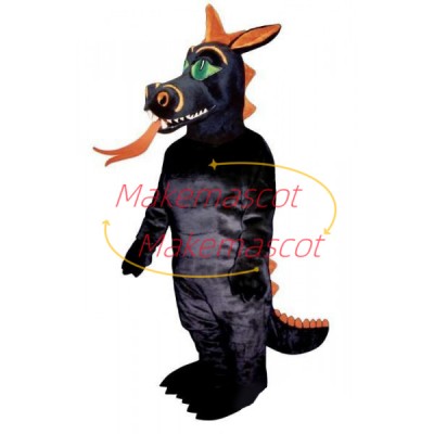 Black Dragon With Long Tongue Mascot Costume