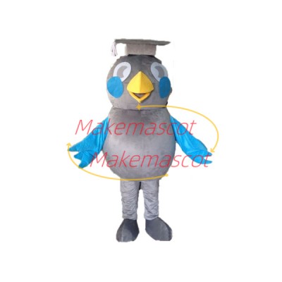 Learned Gray Doctor Bird Mascot Costume