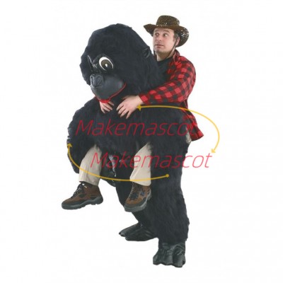 Carry Me Ride On Black Gorilla Long Fur Costume Animal Funny Pants Novelty