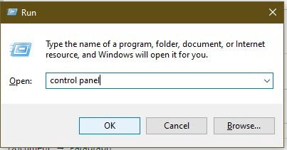 Open the Control Panel in Windows using the Run dialog.