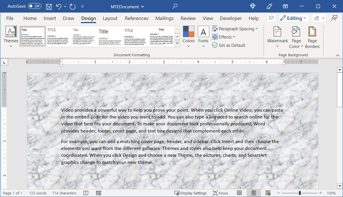 Texture background in Word