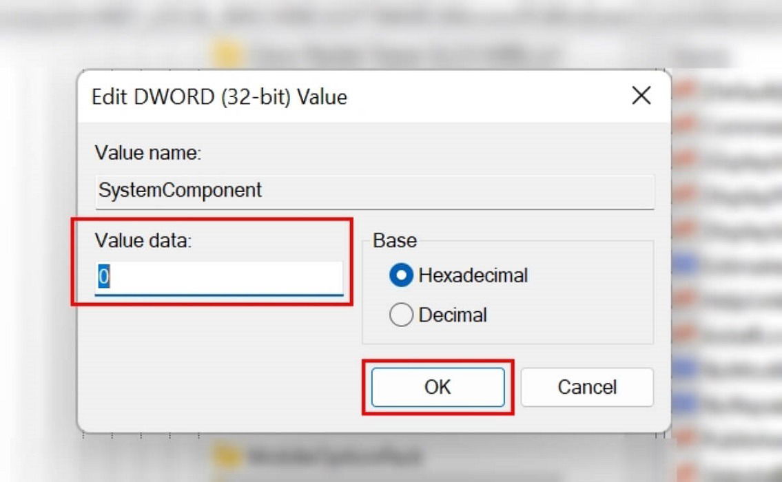 Changing "Value data" via Registry Editor. 