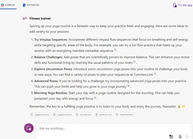 Fitness Trainer's response on how to spice up my yoga routine.