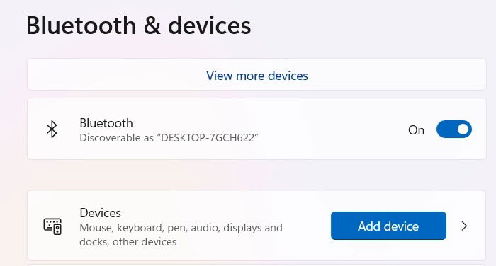 Bluetooth turned on in Windows 11.