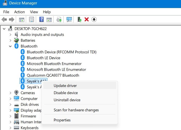 Update driver for paired Android phone on a Windows device manager.