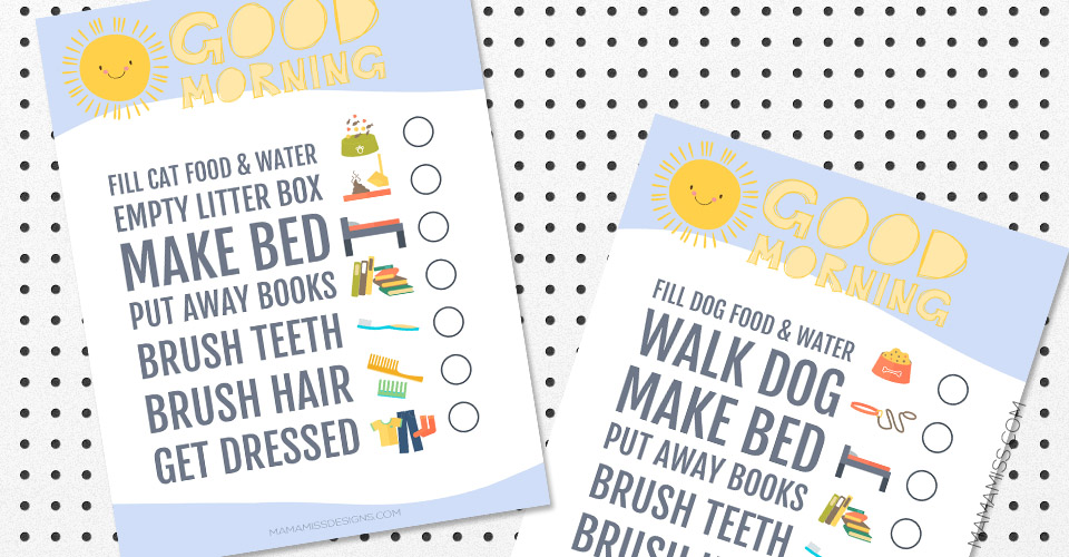 Morning Chore Chart :: make your mornings easier with this simple free printable morning chore chart from @mamamissblog