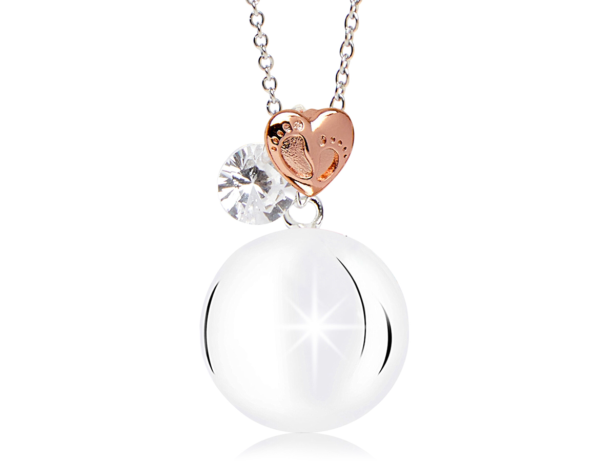 MAMIJUX® rose gold heart charm with baby feet harmony ball - MAMIJUX®