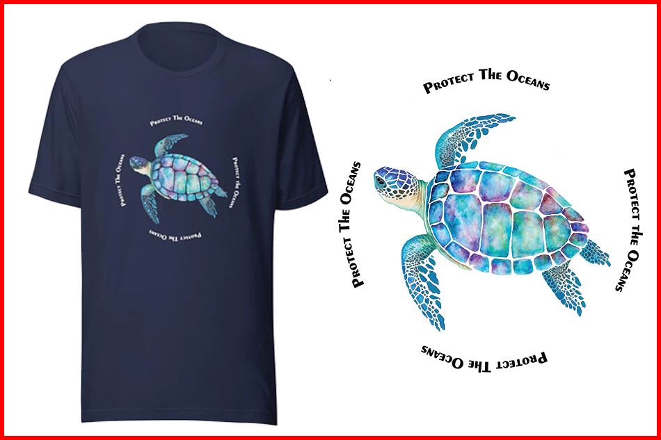 t-shirt printed with turtle