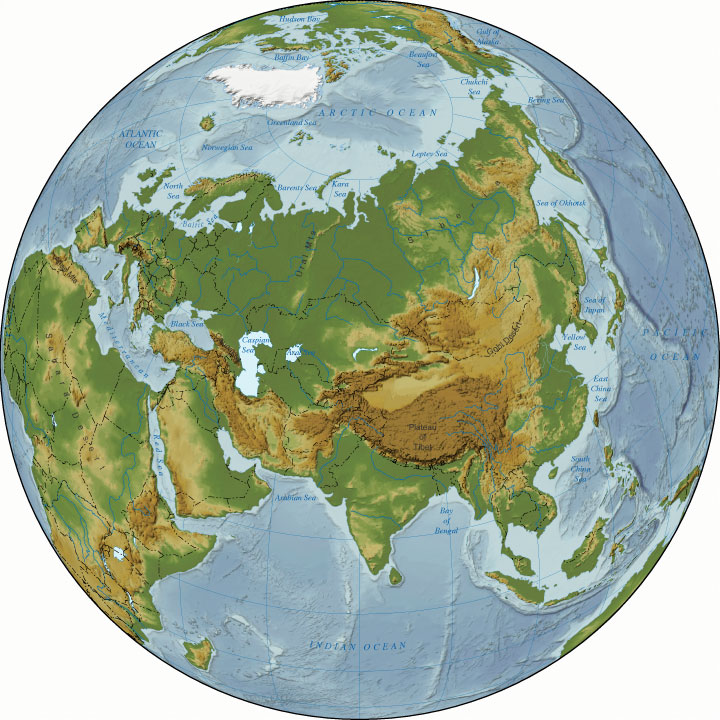 asia relief map - relief map of asia