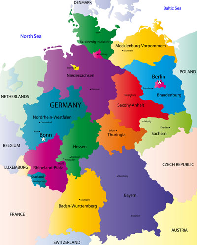 Germany states and capital cities map