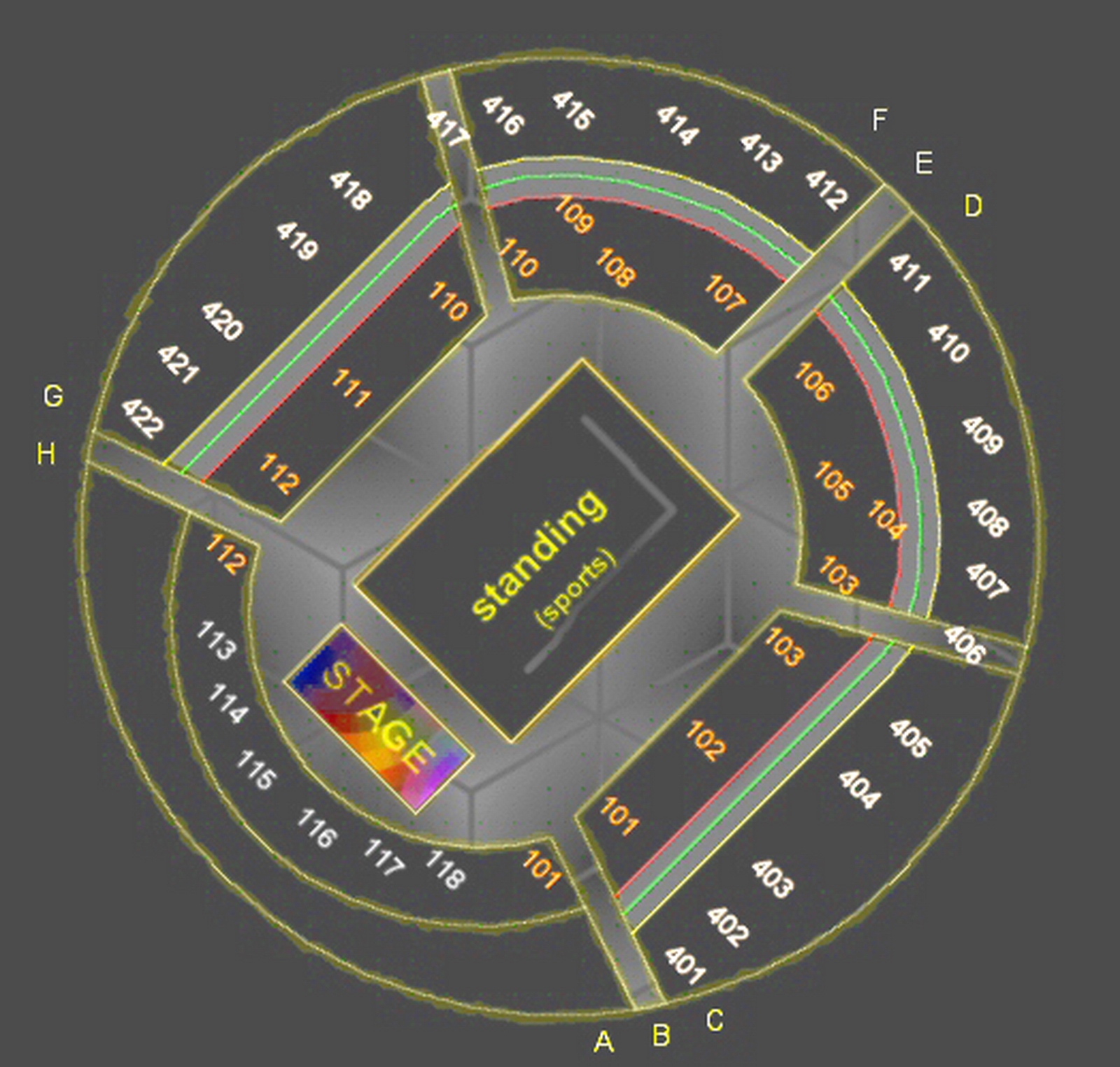 The O2 Arena London seating plan Entrance map showing gates A B C D E