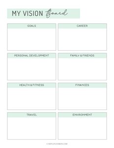 Printable Vision Board Template