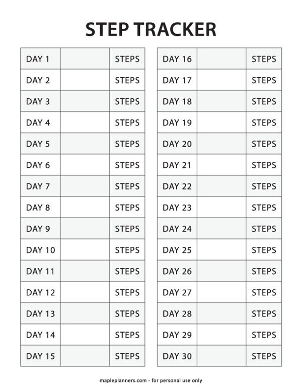 Step Tracker Printable