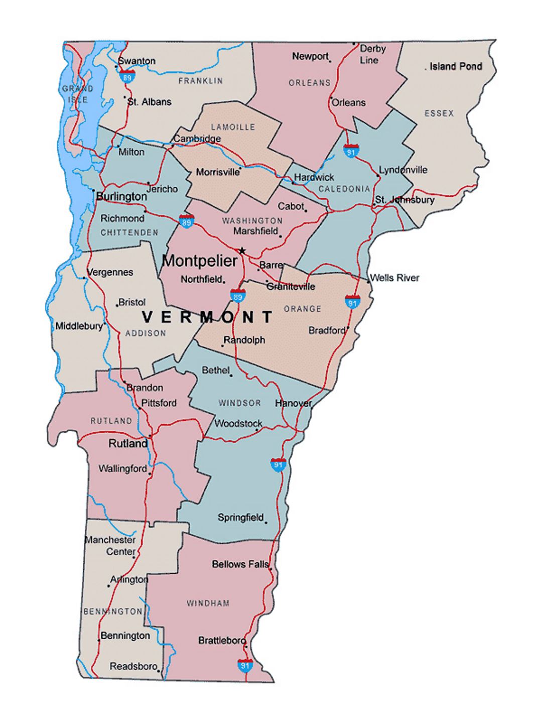 Printable Vermont Map