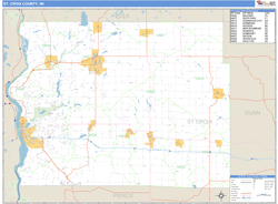 St. Croix County, WI Zip Code Wall Map Basic Style by MarketMAPS