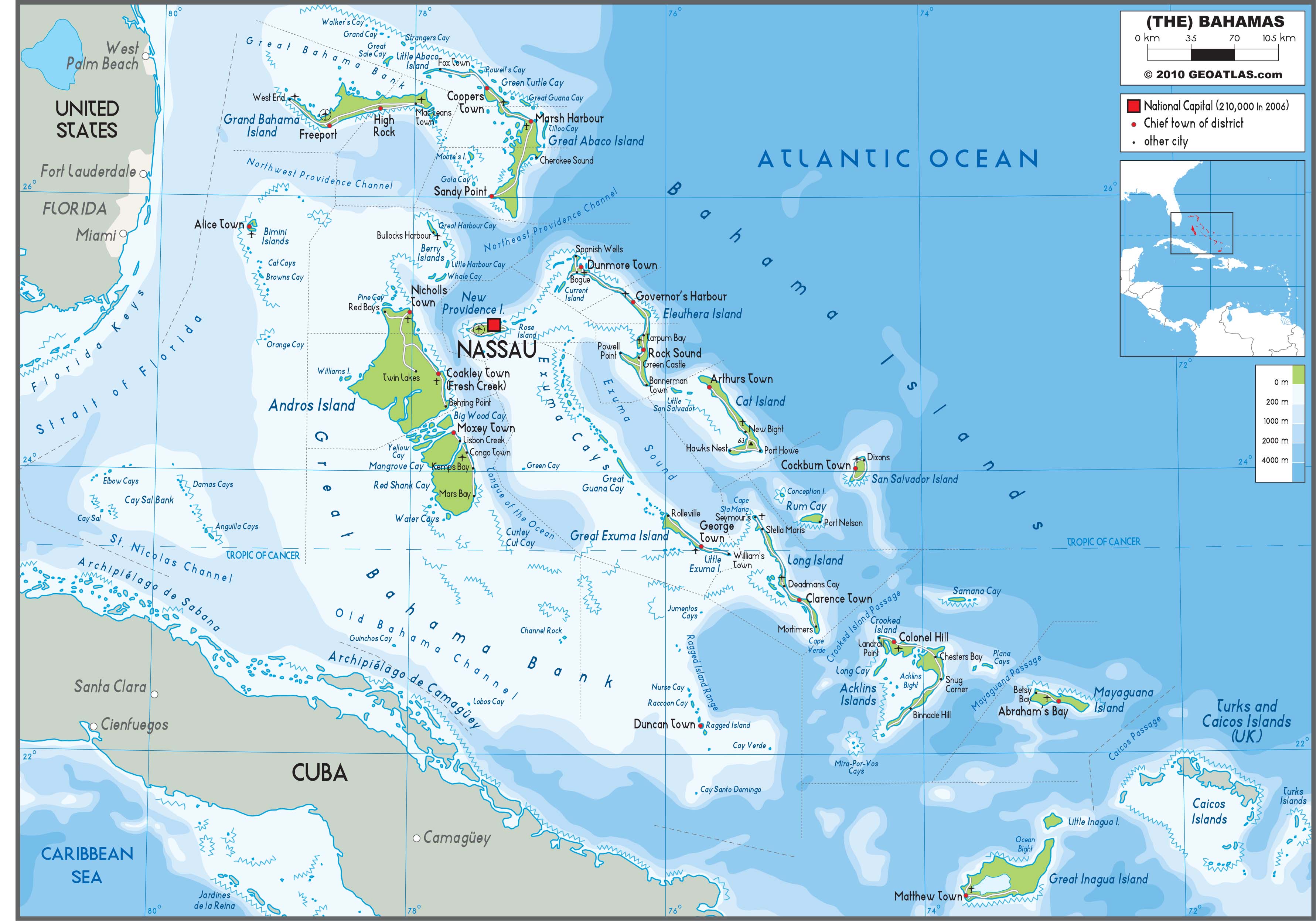 Bahamas Physical Wall Map By Graphiogre Mapsales - Gambaran