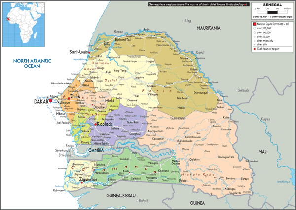 Senegal Political Wall Map by GraphiOgre - MapSales