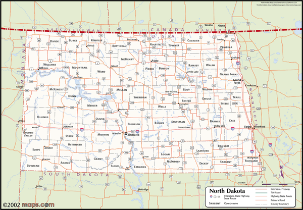 North Dakota Wall Map with Counties by Maps.com - MapSales