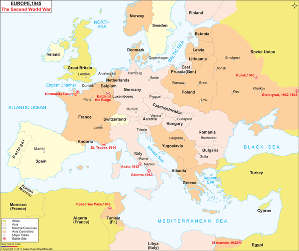 Map Of Europe During The Second World War - Fawnia Susanetta