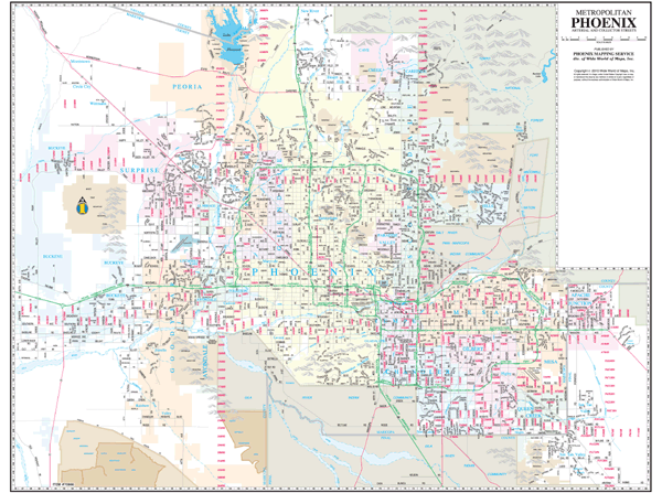 Phoenix Arterial and Collector Streets Wall Map by Wide World of Maps ...