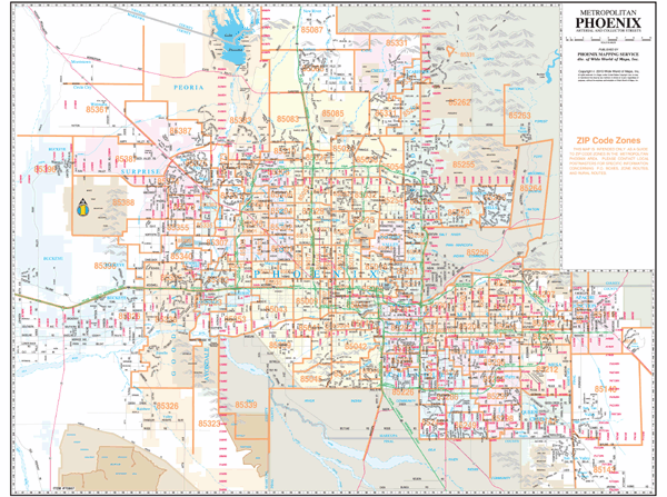 Phoenix Arterial and Collector Zip Code Wall Map by Wide World of Maps ...