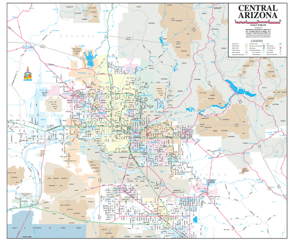 Central Arizona Wall Map by Wide World of Maps - MapSales