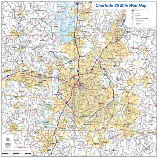 Charlotte 25-Mile Radius Wall Map by MapShop - Image 2