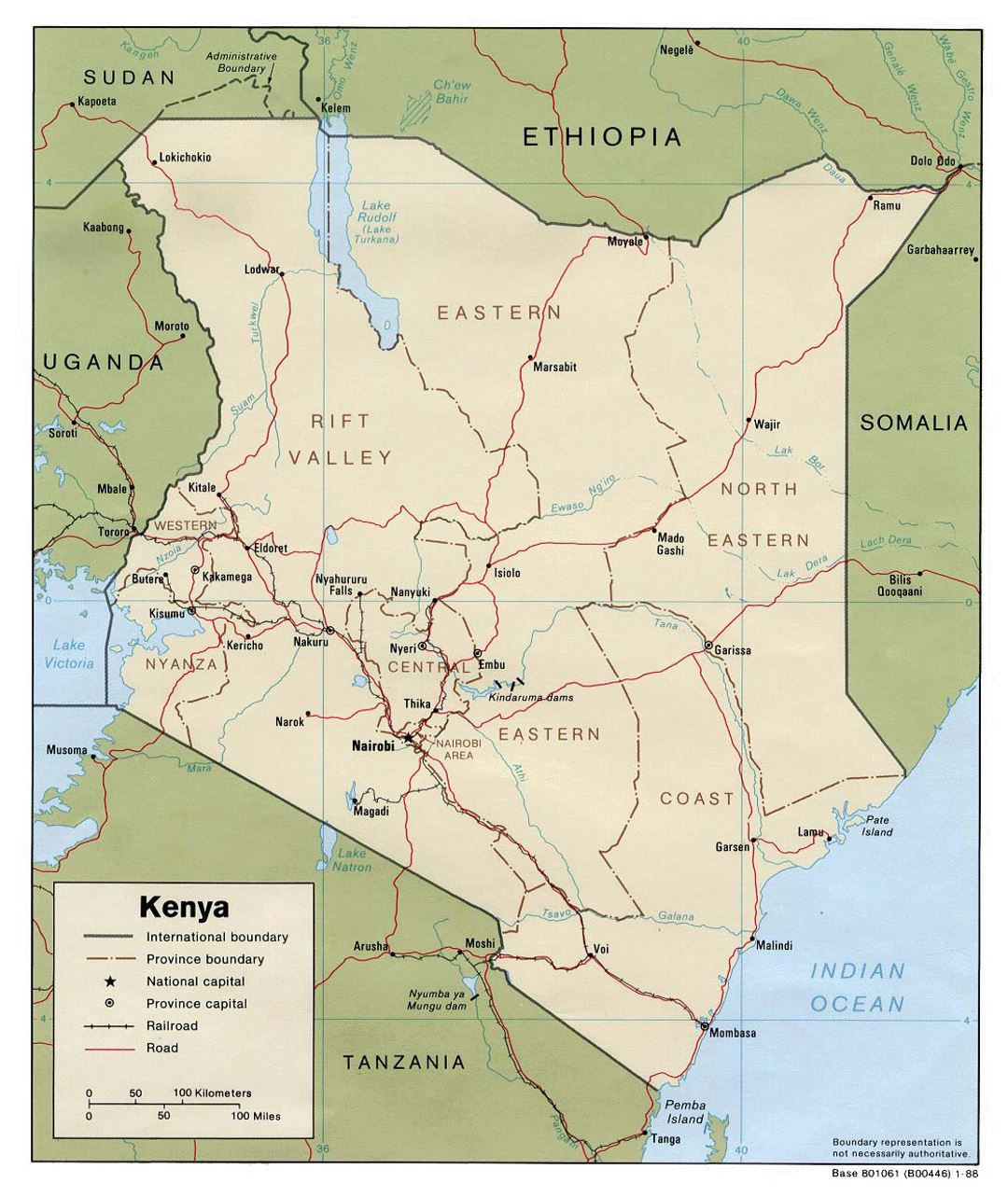 Detailed political and administrative map of Kenya with roads ...