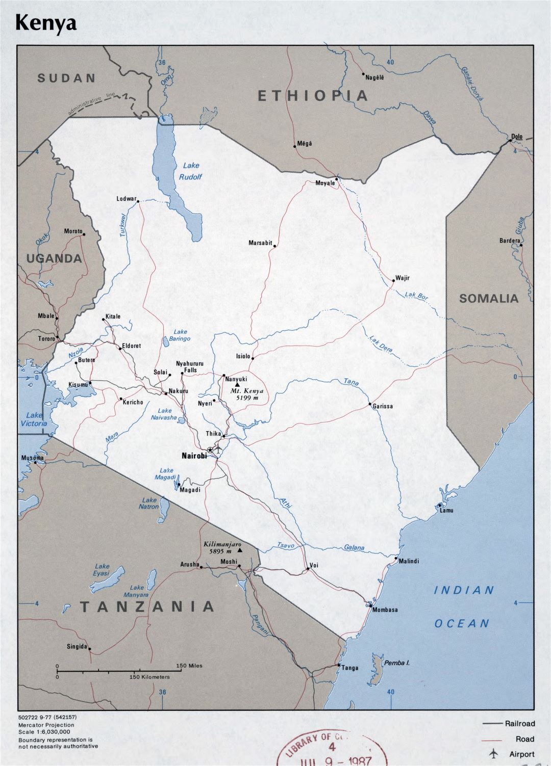 Large detailed political map of Kenya with roads, major cities and ...