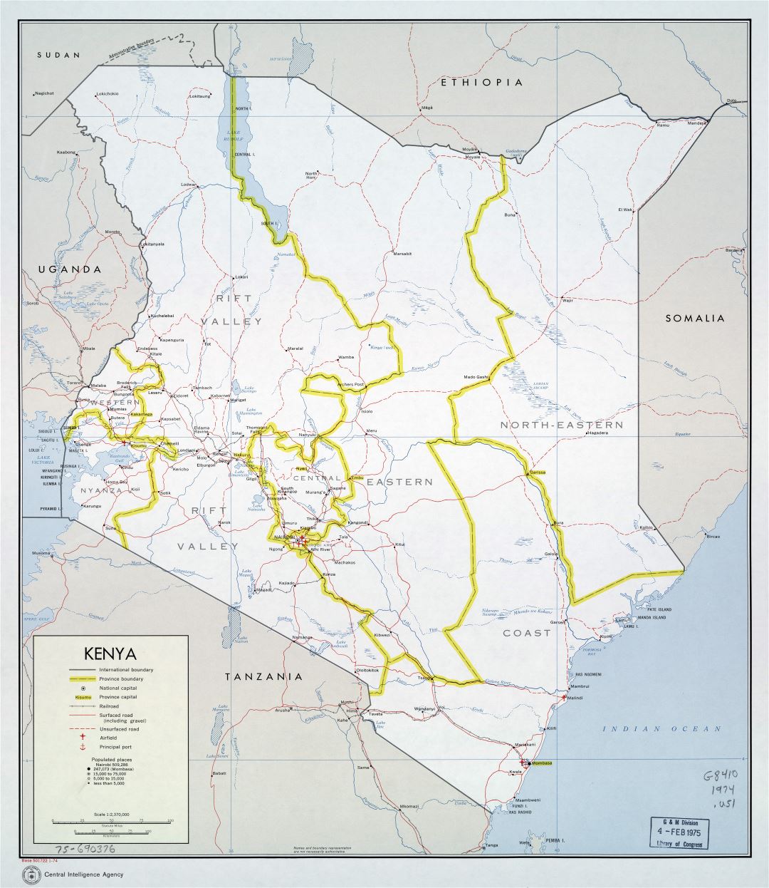 Large scale political and administrative map of Kenya with roads ...