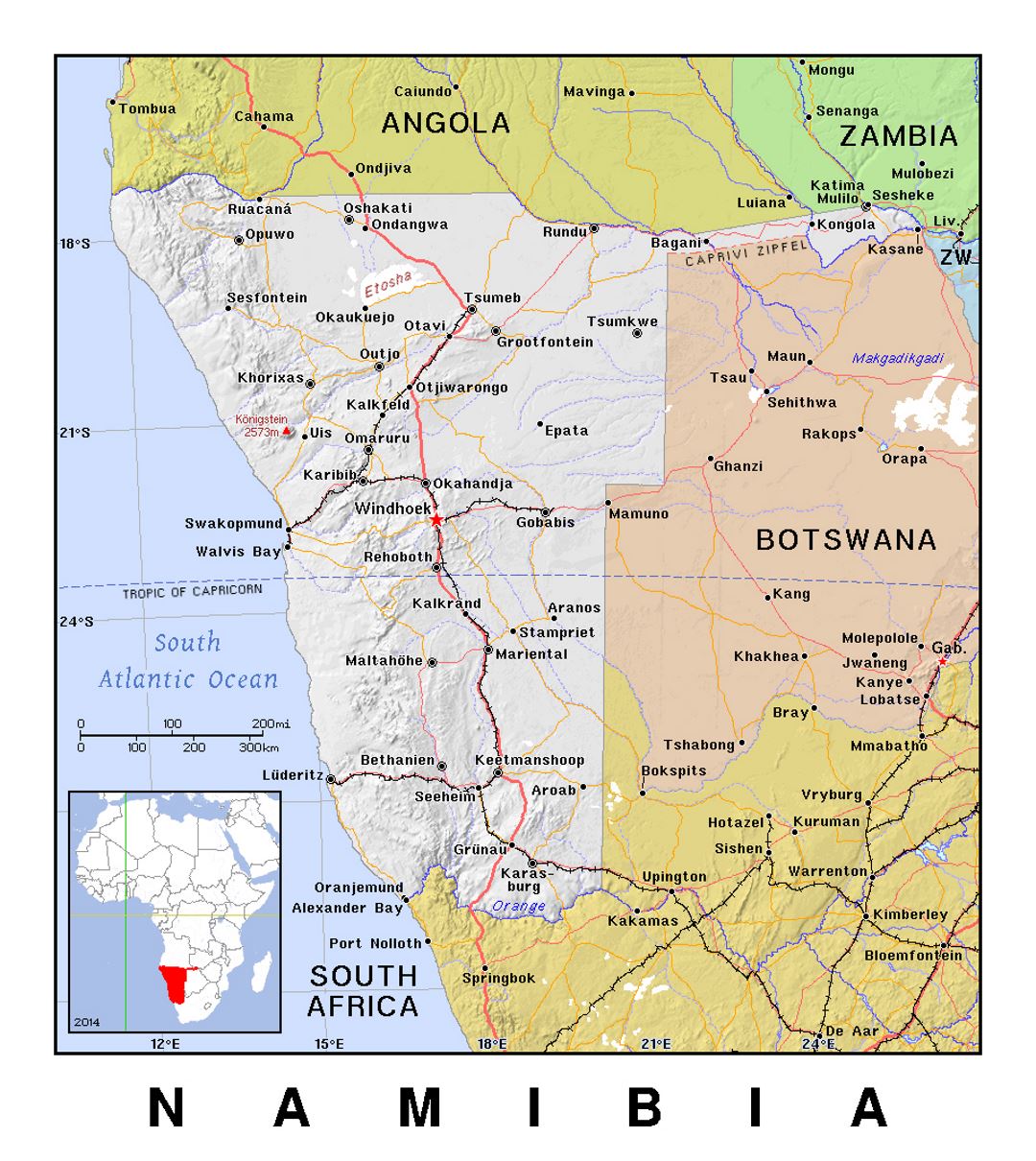 Printable Namibia Map