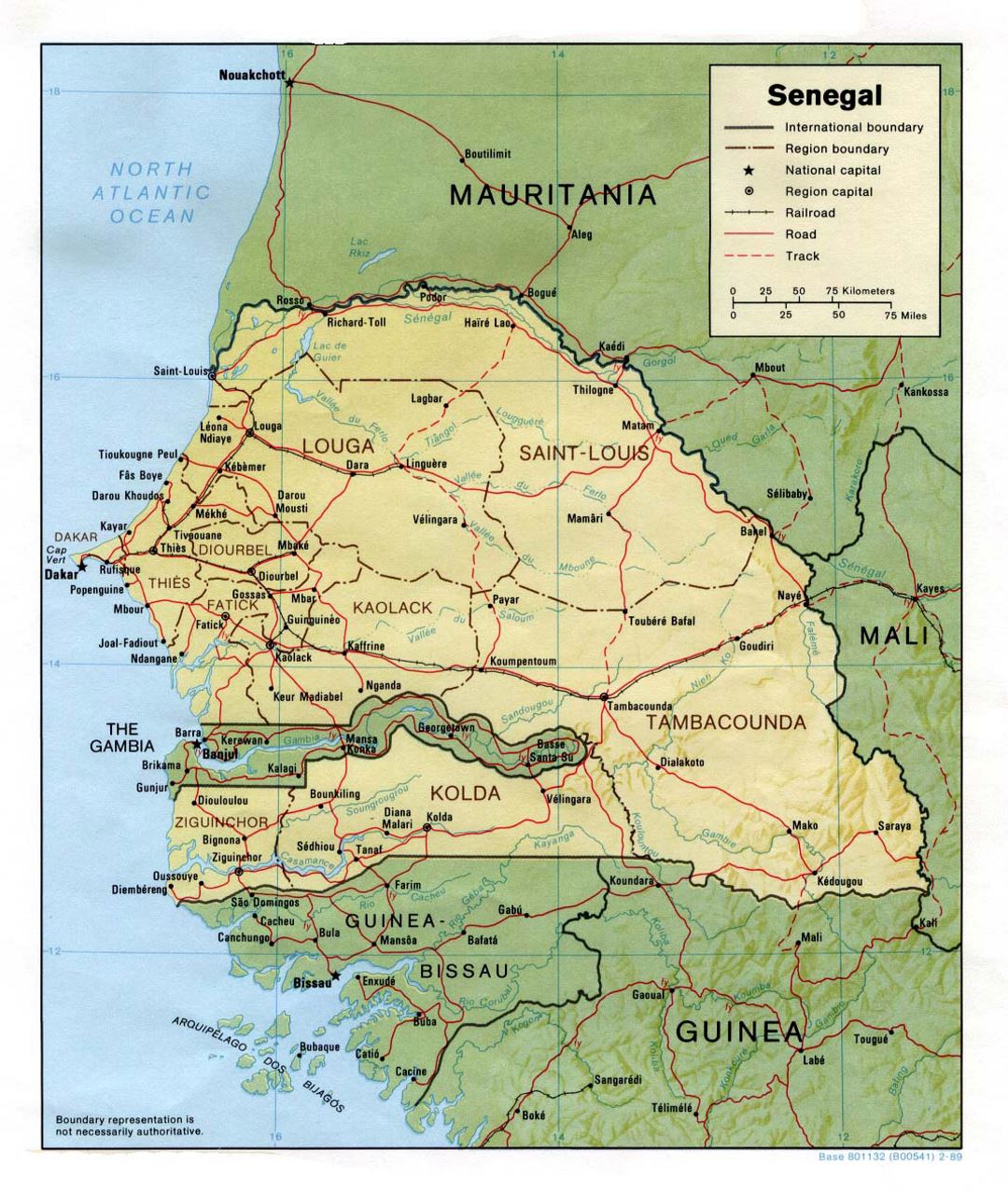 Detailed political and administrative map of Senegal with relief, roads ...