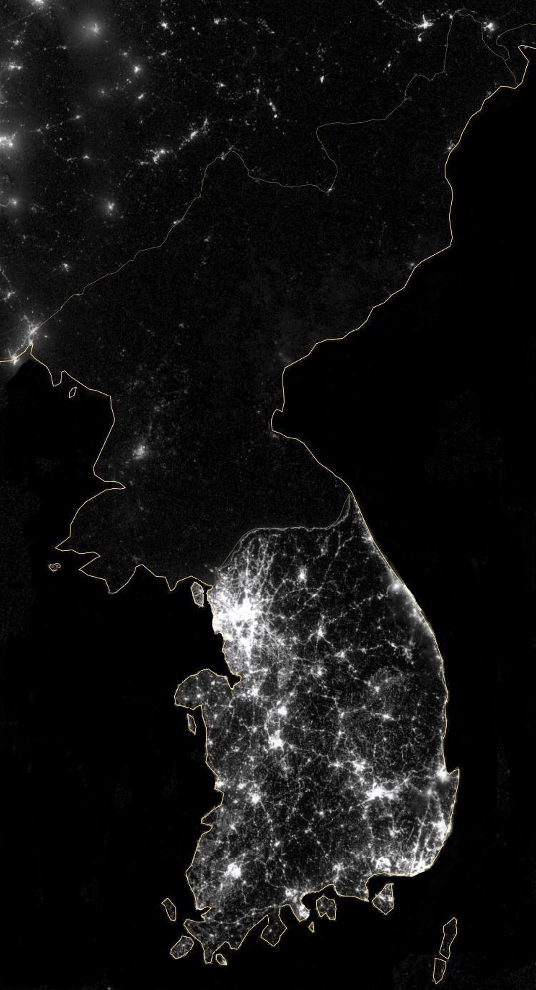 Korean Peninsula At Night