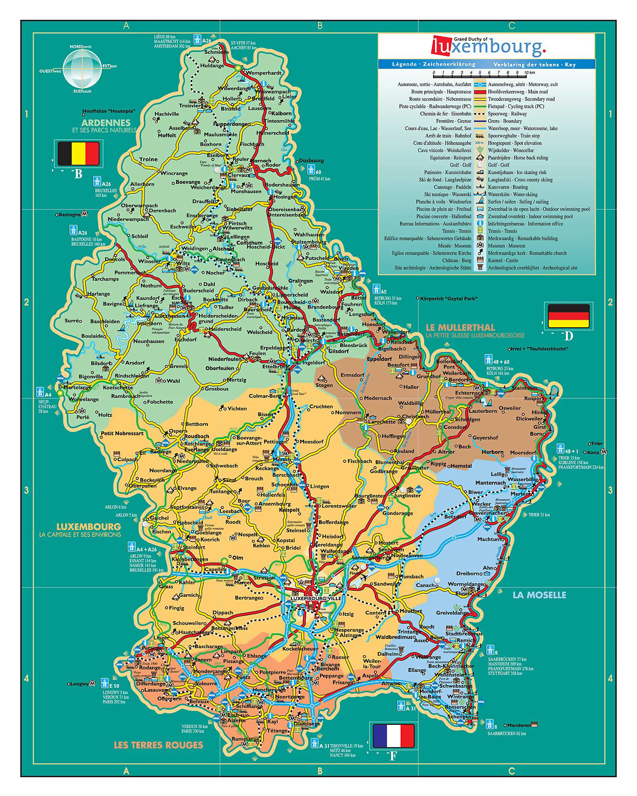 Detailed travel map of Luxembourg | Luxembourg | Europe | Mapsland ...