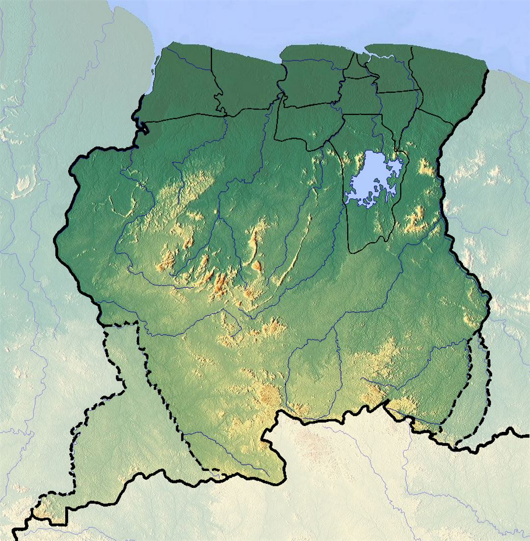 Detailed Relief Map Of Suriname Suriname South America Mapsland | My ...