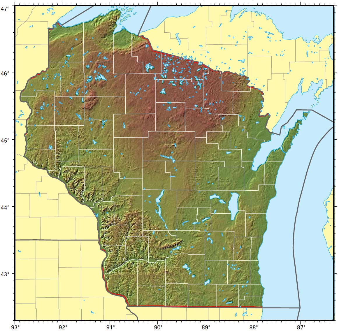 Map Of Wisconsin Topography - London Top Attractions Map