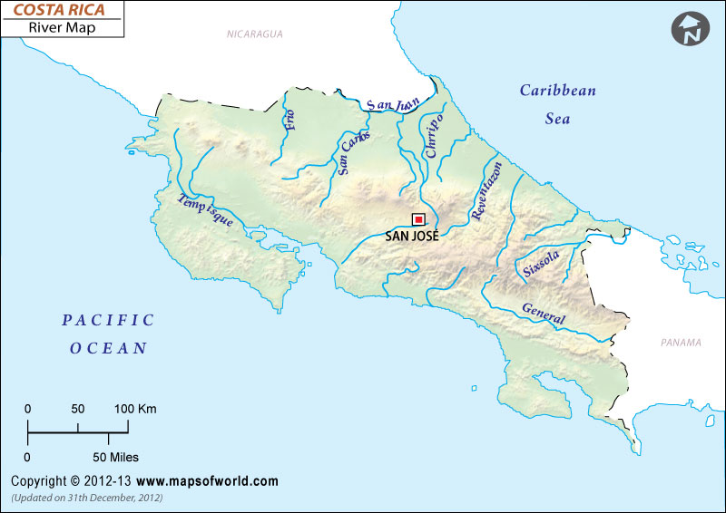 tarcoles costa rica map Rivers In Costa Rica Costa Rica River Map tarcoles costa rica map