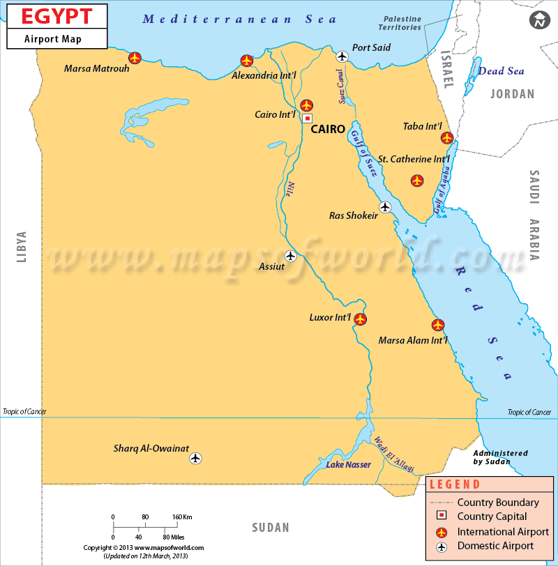 Airports in Egypt, Egypt Airports Map